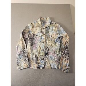 Analogy Jacket Women's  Embroidered Paisley Jacket Sz Large